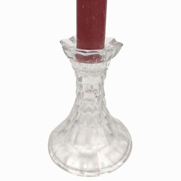 Vintage HOMCO USA Clear Crystal Glass Candle Holder Candlestick Lady Love 4" - Picture 4 of 5